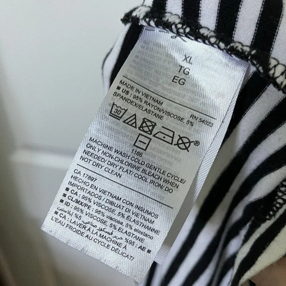Old Navy Midi Dress Womens XL Black White Stripe XL Stretch Jersey Coastal - Picture 2 of 5